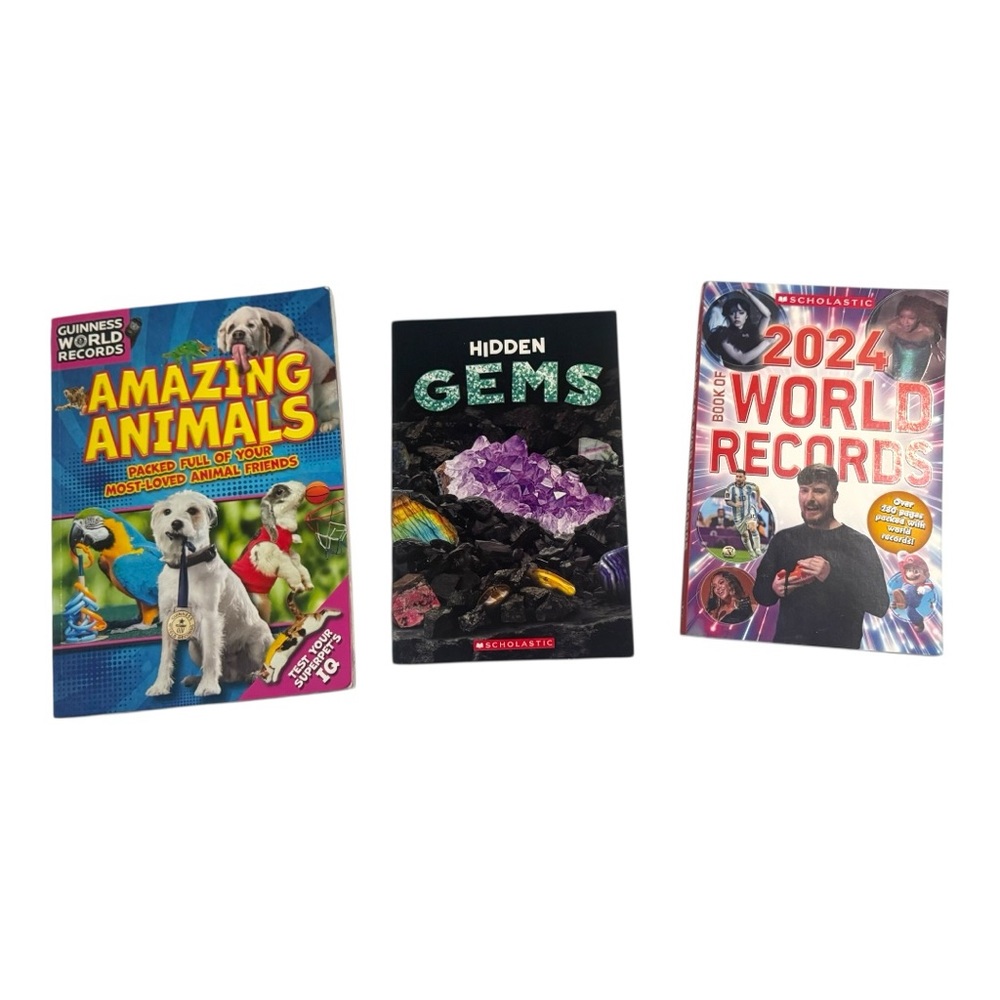 Kids Non Fiction Book Bundle Set of 3 Fun Facts Guinness World Records Animals